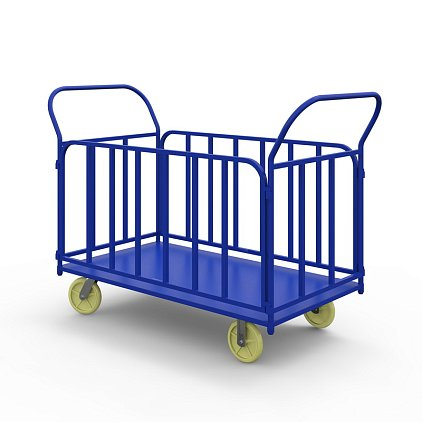 Тележка платформенная с трубчатыми бортами ТБ 3 (г/п 400 кг, 1000x600 мм, колеса чугун/полиуретан 150 мм) Тележка платформенная с трубчатыми бортами ТБ 3 (г/п 400 кг, 1000x600 мм, колеса чугун/полиуретан 150 мм)