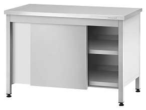 Стол производственный закрытый СПЗп - 1100x600x860 Profi Inox, борт, двери-купе, полка сплошная