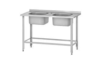 Ванна моечная цельнотянутая ВМЦп - 1000x600x860 Profi Inox, 2 м/о 400x400x250, борт, отв. д/смесит.