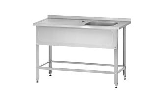 Ванна с рабочей поверхностью РПЦн - 1000x600x860 Norma Inox, правое 1 м/о 400x400x250, борт, отв. д/смесит., экран (ножка угловая)