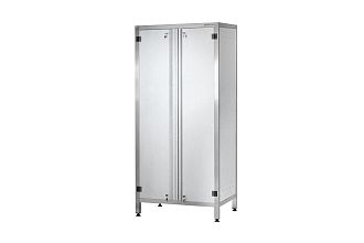 Шкаф кухонный ШЗКп - 1000x600x1800 Profi Inox, двери распашные, полки сплошн. 3 шт., без к-та замков