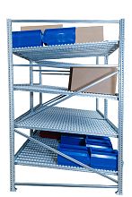 Гравитационный стеллаж с роликовыми полками 1600х900х1300, 4 яруса