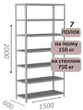 Стеллаж MS Strong 200х150х60, 7 полок