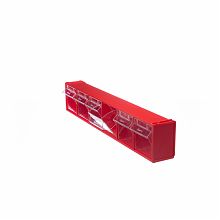 Короб откидной F-600-6, 600х94х112мм, 6 ячеек, красный, прозрачный