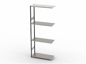 Стеллаж S90 2480х1280х300, 4 полки, доп. секция