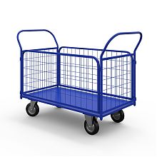 Тележка платформенная с сетчатыми бортами ТС 1 (500х800) г/п 550 кг.200 черная резина