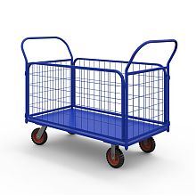Тележка платформенная с сетчатыми бортами ТС 5 (700х1200) г/п 600 кг.200 литая протекторная резина